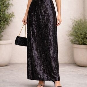 H&M | Black Sequined Maxi Skirt NWT